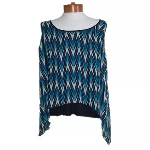 Turquoise Blue and black sheer shirt